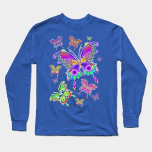 Butterfly Colorful Tattoo Style Long Sleeve T-Shirt